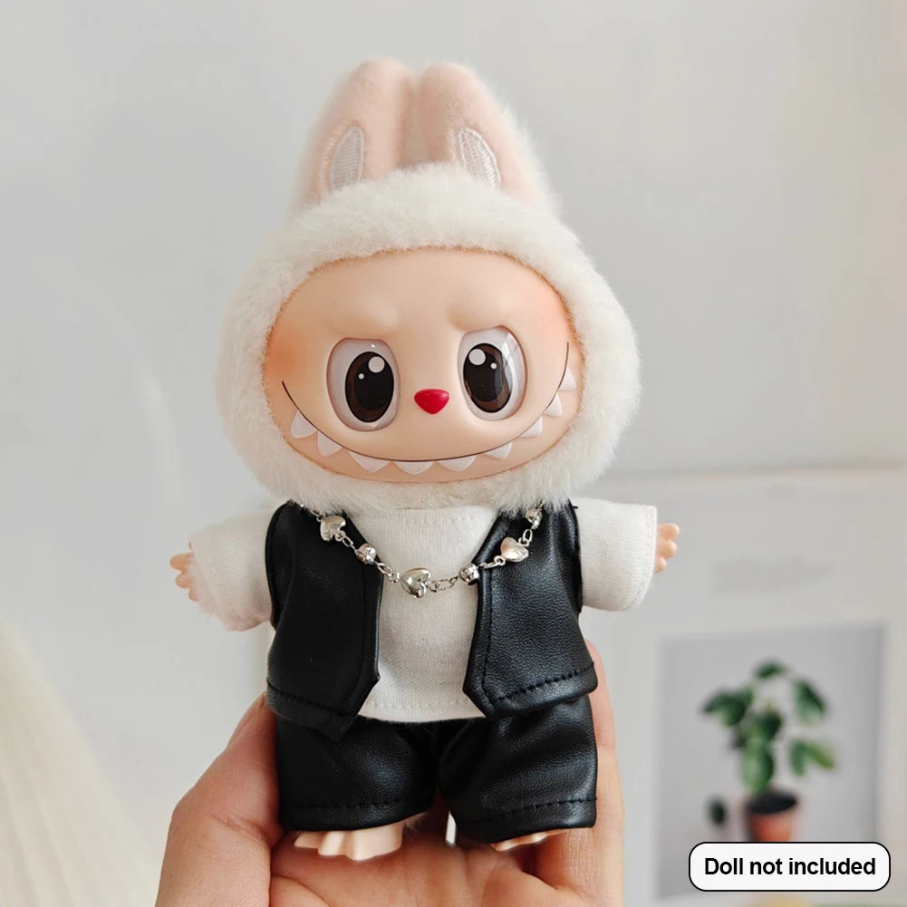 17cm Mini Plush Doll'S Clothes Outfit Accessories For Korea Kpop Exo Labubu Idol Flower shirt leather jacket skirt Clothing Gift