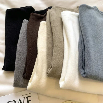 2025 Autumn Winter Fashion Slim Jumpers Top Solid Sweater Women Turtleneck Knitted Pullovers Harajuku Soft Warm Knitwear Sweater