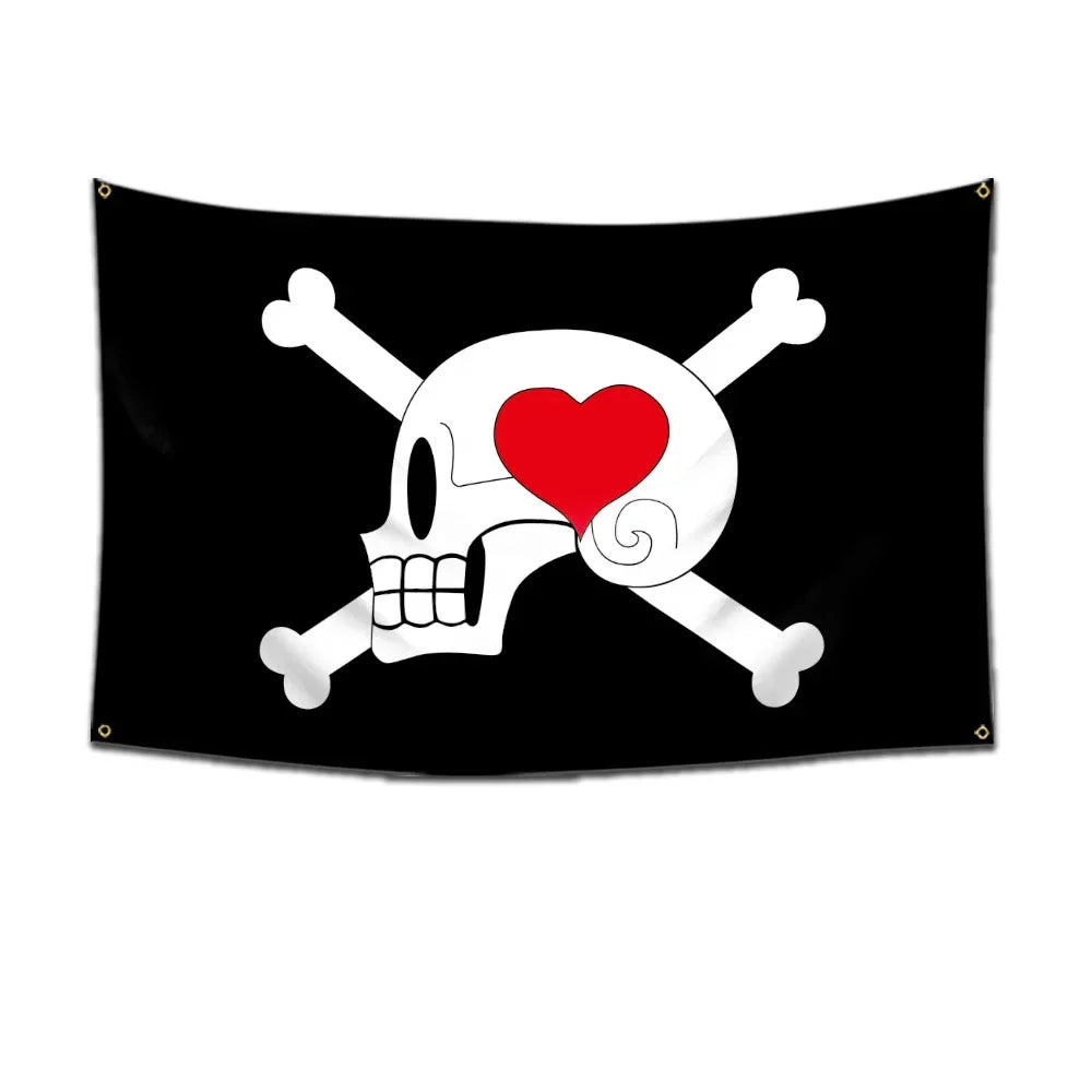 Anime One Piece Pirate Skull Flag Home Bedroom Wall Decor Banner Painting Luffy Straw Hat Pirates Flag Toys for Children Gift