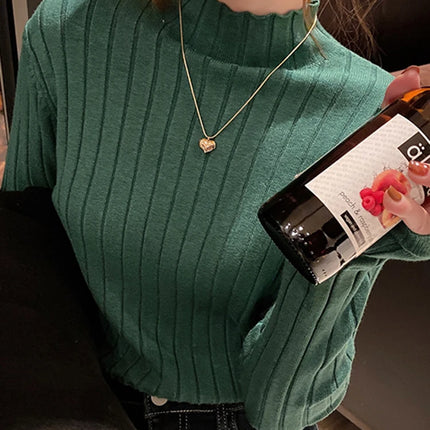 Autumn Winter Knitted Ribbed Turtleneck Sweater Women Clothes 2025 Long Sleeve Slim Basic Pullover Woman Sweaters Solid Tops