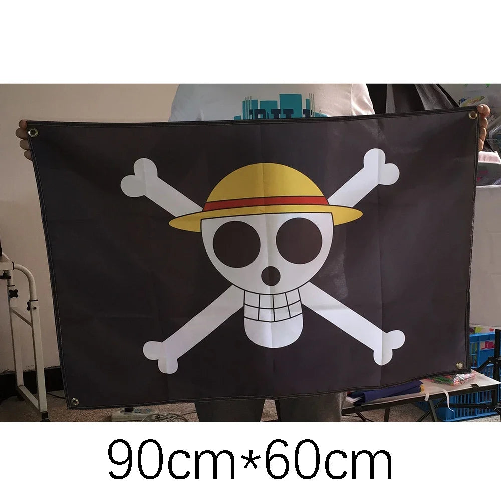 Anime One Piece Pirate Skull Flag Home Bedroom Wall Decor Banner Painting Luffy Straw Hat Pirates Flag Toys for Children Gift