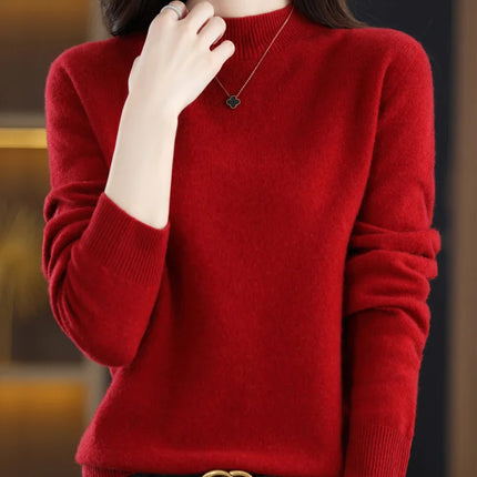 100% Merino Wool Cashmere Sweater Women Knitted Sweater Turtleneck Long Sleeve Pullovers Autumn Winter Clothing Warm Jumper Tops
