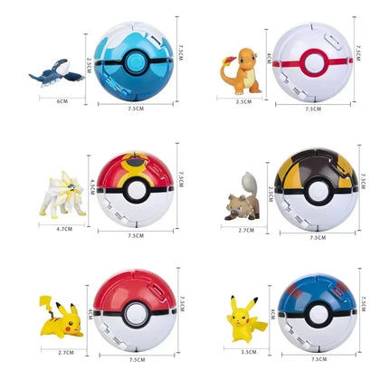 Pokemon Elf Ball Figure Pikachu Charizard Blastoise Mewtwo Pocket Monster Variant Pokeball Deformation Toys Action Model Gift