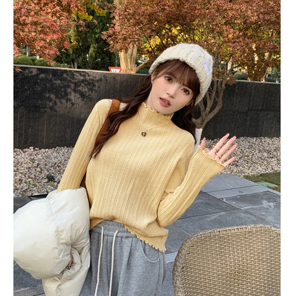 2025 Ruched Turtleneck Women Sweaters Autumn Winter Warm Pullover Slim Tops Knitted Sweater Jumper Soft Pull Female