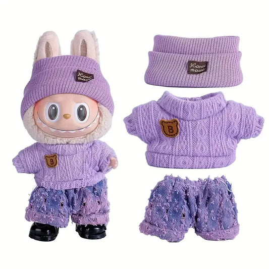 For Labubu Doll Clothing Cute Sweater Set 17cm Clothing Shoes Doll DIY Accessories Training Sitting Party Games Toys Gifts