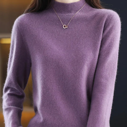 100% Merino Wool Cashmere Sweater Women Knitted Sweater Turtleneck Long Sleeve Pullovers Autumn Winter Clothing Warm Jumper Tops