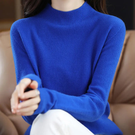 100% Merino Wool Cashmere Sweater Women Knitted Sweater Turtleneck Long Sleeve Pullovers Autumn Winter Clothing Warm Jumper Tops