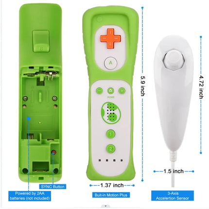 1 pair Wii Nunchuck Controller Set Motion Plus Remote Controller Wii Remote Controller Gamepad for Nintendo Wii Games Control