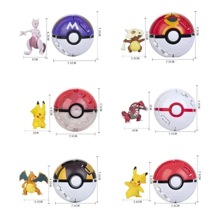 Pokemon Elf Ball Figure Pikachu Charizard Blastoise Mewtwo Pocket Monster Variant Pokeball Deformation Toys Action Model Gift