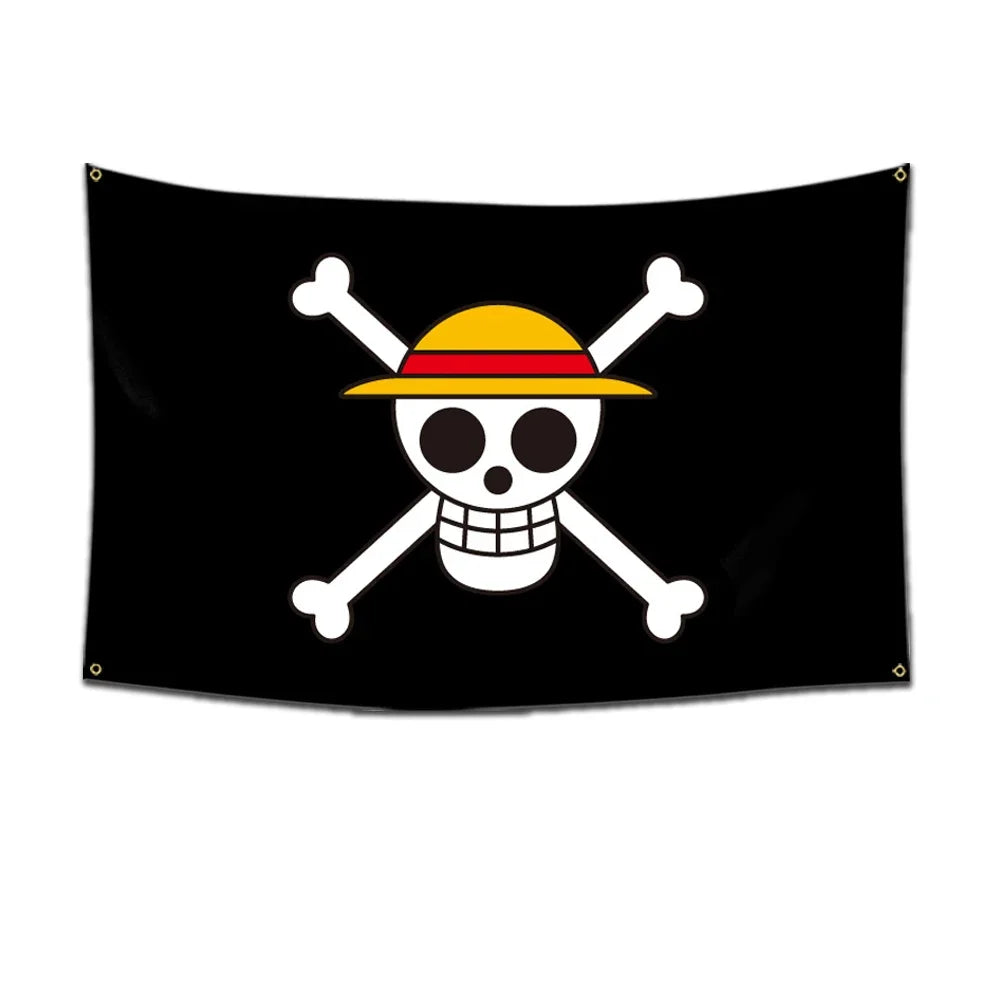 Anime One Piece Pirate Skull Flag Home Bedroom Wall Decor Banner Painting Luffy Straw Hat Pirates Flag Toys for Children Gift
