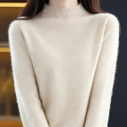 100% Merino Wool Cashmere Sweater Women Knitted Sweater Turtleneck Long Sleeve Pullovers Autumn Winter Clothing Warm Jumper Tops
