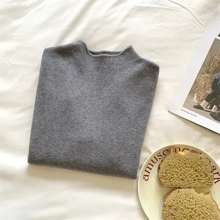 2025 Autumn Winter Fashion Slim Jumpers Top Solid Sweater Women Turtleneck Knitted Pullovers Harajuku Soft Warm Knitwear Sweater