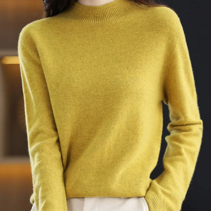 100% Merino Wool Cashmere Sweater Women Knitted Sweater Turtleneck Long Sleeve Pullovers Autumn Winter Clothing Warm Jumper Tops