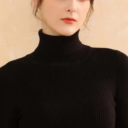 New Turtleneck Jumper Woman Knitted Blouses Fashion Ladies Sweaters Winter Thermal Striped Long Sleeve Autumn Warm Tops Bacis
