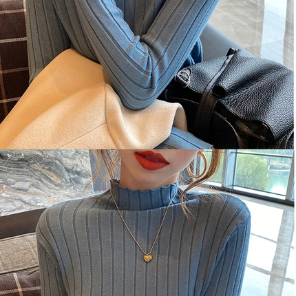 Autumn Winter Knitted Ribbed Turtleneck Sweater Women Clothes 2025 Long Sleeve Slim Basic Pullover Woman Sweaters Solid Tops