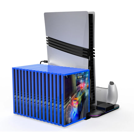 Cooling Station with RGB Light and 3 Levels Turb,Controller Charging Station for PS5/SLIM/PRO Digital/Disc with Headset Holder