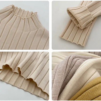 Autumn Winter Knitted Ribbed Turtleneck Sweater Women Clothes 2025 Long Sleeve Slim Basic Pullover Woman Sweaters Solid Tops