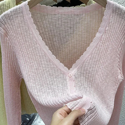 Summer Short Ice Silk Knitted Sun Protection Cardigan Women's Thin Suspender Skirt Layered Gauze Jacket Air-conditioned Cover Up