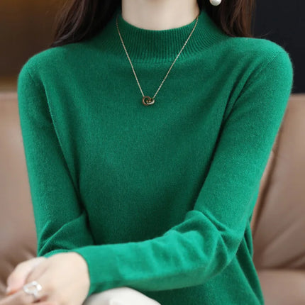100% Merino Wool Cashmere Sweater Women Knitted Sweater Turtleneck Long Sleeve Pullovers Autumn Winter Clothing Warm Jumper Tops